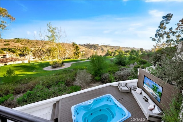 30402 Marbella, San Juan Capistrano, CA 92675 - view of swimming pool featuring a deck with mountain view and a lawn