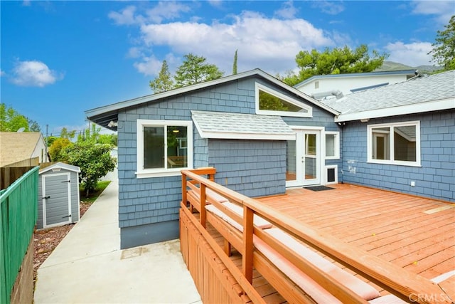 5624 Freeman Ave, La Crescenta, CA 91214 - back of house with a wooden deck, french doors, and roof with shingles