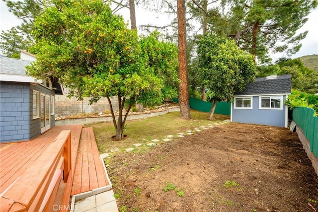 5624 Freeman Ave, La Crescenta, CA 91214 - view of yard featuring a wooden deck and an outdoor structure