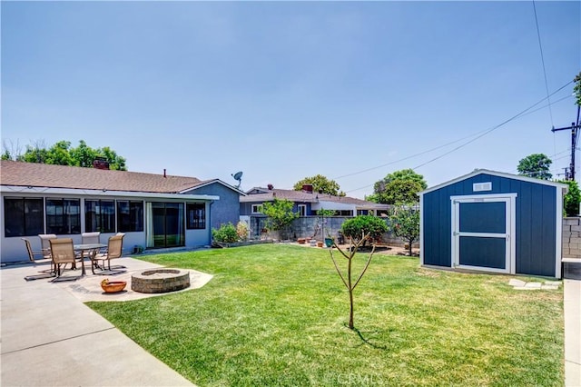 16243 Lisco St, Whittier, CA 90603 - view of yard featuring an outdoor fire pit, a patio area, and a sunroom