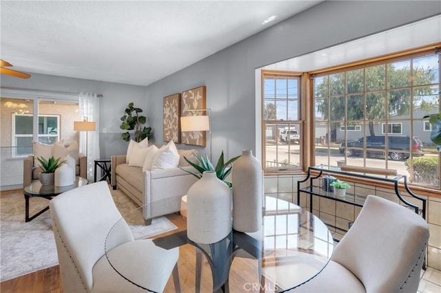 7860 La Fiesta Dr, Buena Park, CA 90620 - living area featuring plenty of natural light, wood finished floors, and ceiling fan