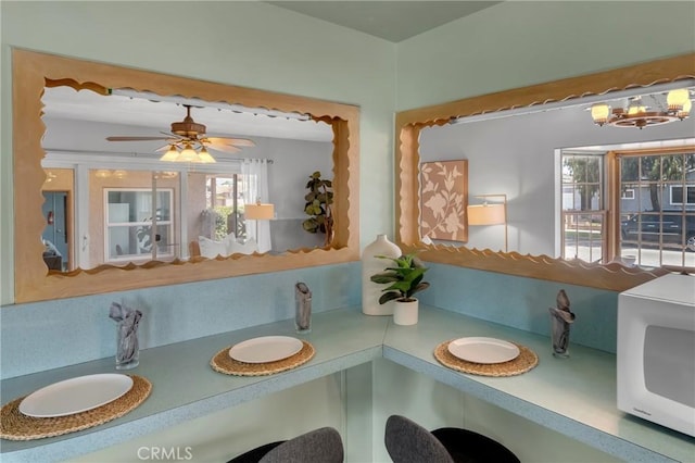 7860 La Fiesta Dr, Buena Park, CA 90620 - bathroom featuring double vanity and ceiling fan