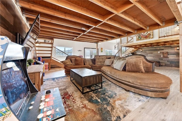 64952 Twentynine Palms Hwy, Joshua Tree, CA 92252 - living area with wood finished floors and wood walls