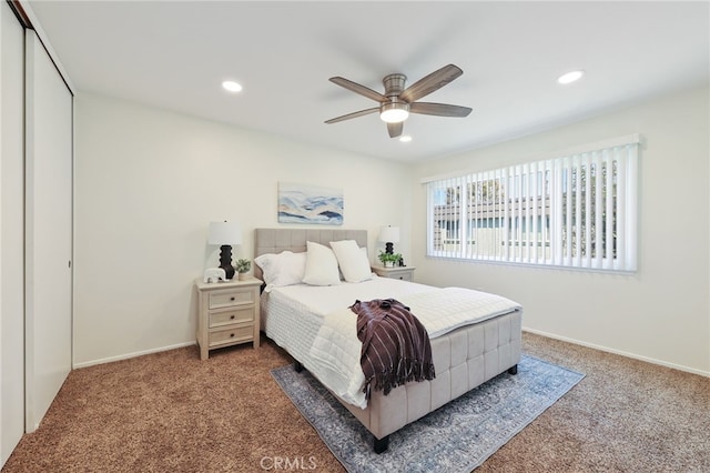 1634 Iowa St Unit B, Costa Mesa, CA 92626 - carpeted bedroom with recessed lighting, baseboards, and a ceiling fan