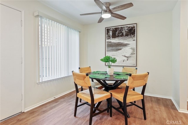 1634 Iowa St Unit B, Costa Mesa, CA 92626 - dining space featuring light wood-style flooring, baseboards, and a ceiling fan