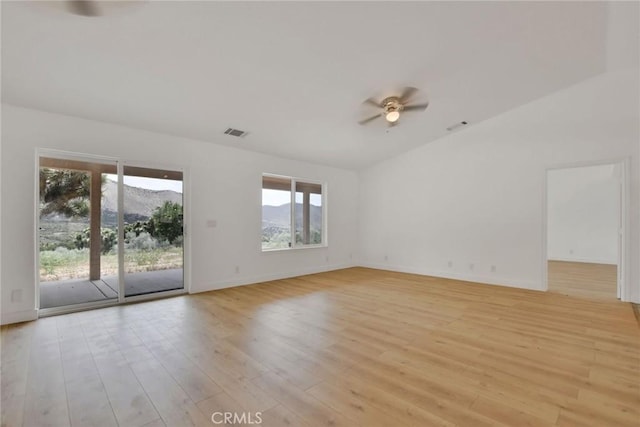 4426 Oil Well Rd, Phelan, CA 92371 - empty room featuring ceiling fan, light wood-style flooring, and baseboards