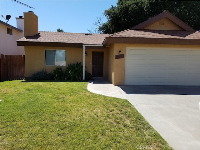 29039 Eveningside Dr, Castaic, CA 91384 - single story home featuring stucco siding, concrete driveway, a garage, and a chimney