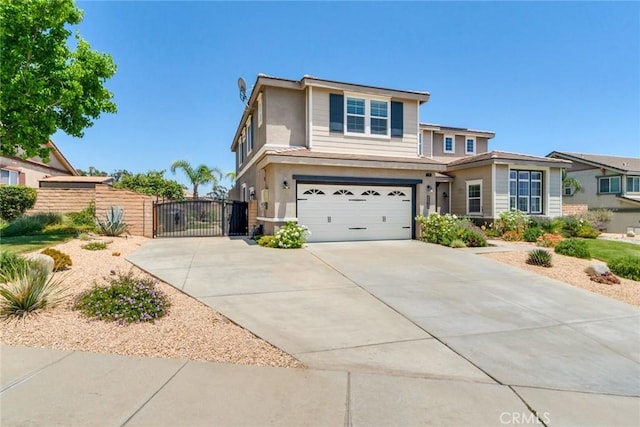 4765 Falconview Ct, Fontana, CA 92336 - traditional-style home featuring a gate, concrete driveway, an attached garage, and stucco siding