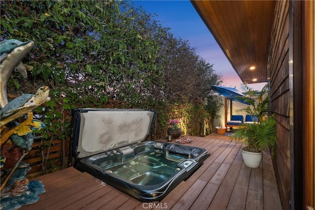 624 6th St, Manhattan Beach, CA 90266 - deck at dusk with a covered hot tub