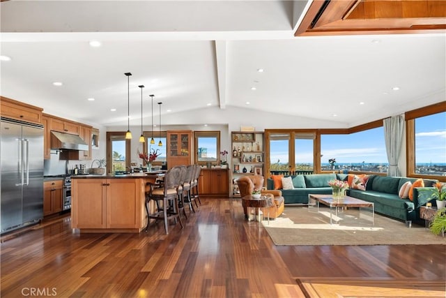 624 6th St, Manhattan Beach, CA 90266 - living room featuring dark wood finished floors and recessed lighting