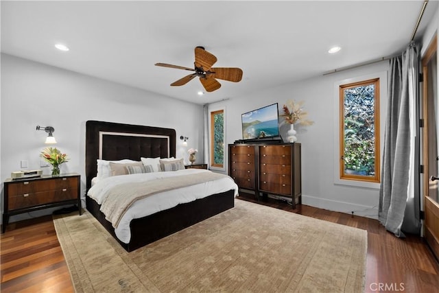 624 6th St, Manhattan Beach, CA 90266 - bedroom featuring wood finished floors, recessed lighting, and ceiling fan
