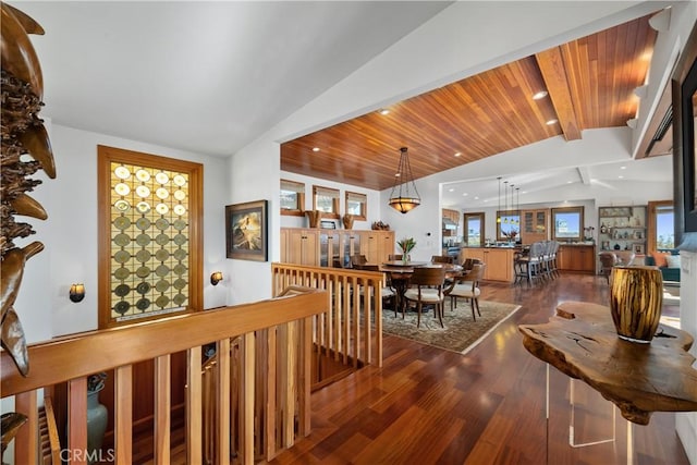 624 6th St, Manhattan Beach, CA 90266 - corridor with dark wood-style floors and wooden ceiling
