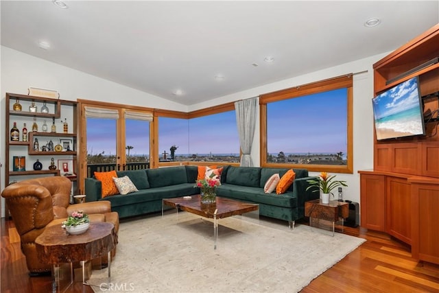 624 6th St, Manhattan Beach, CA 90266 - living area with lofted ceiling, light wood-type flooring, and recessed lighting