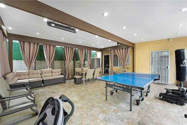 518 Hawthorne St, Glendale, CA 91204 - playroom with stone flooring and recessed lighting
