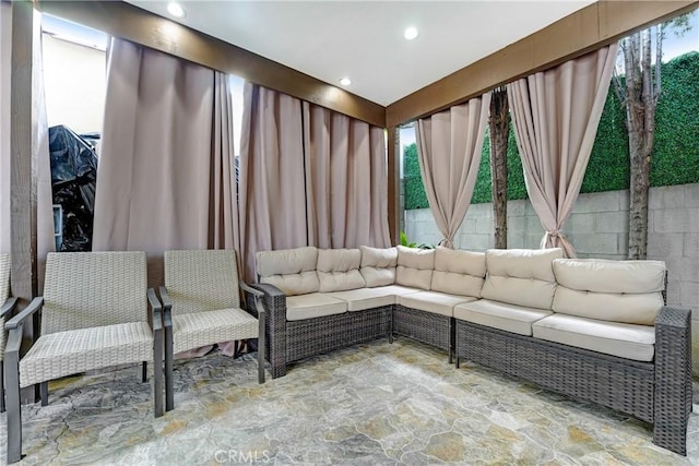 518 Hawthorne St, Glendale, CA 91204 - living area with stone finish floors and recessed lighting