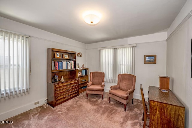 1139 N Heliotrope Dr, Los Angeles, CA 90029 - living area featuring healthy amount of natural light, carpet floors, and baseboards