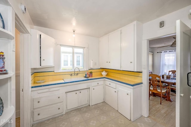 1139 N Heliotrope Dr, Los Angeles, CA 90029 - kitchen with a sink, white cabinets, and light countertops