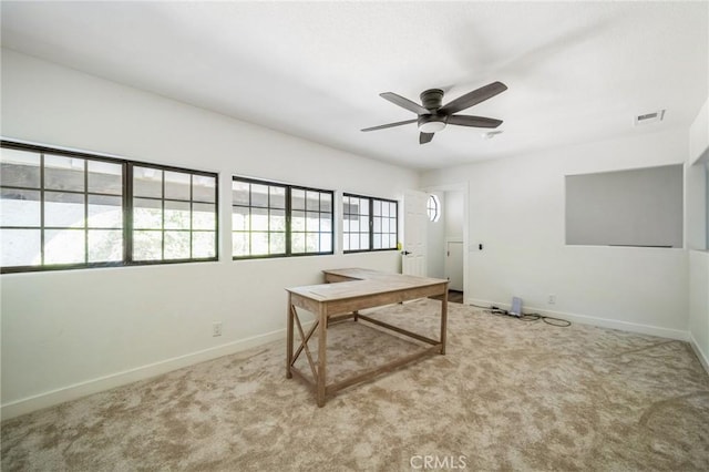 18675 La Ventana Rd, Murrieta, CA 92562 - carpeted home office with baseboards and a ceiling fan