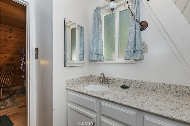 31115 All View Dr, Running Springs, CA 92382 - bathroom with wood finished floors and vanity