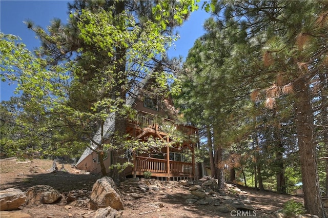 31115 All View Dr, Running Springs, CA 92382 - view of yard with a wooden deck