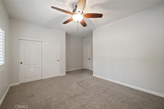 23592 Beech St, Hemet, CA 92545 - unfurnished bedroom featuring carpet floors, a closet, baseboards, and ceiling fan