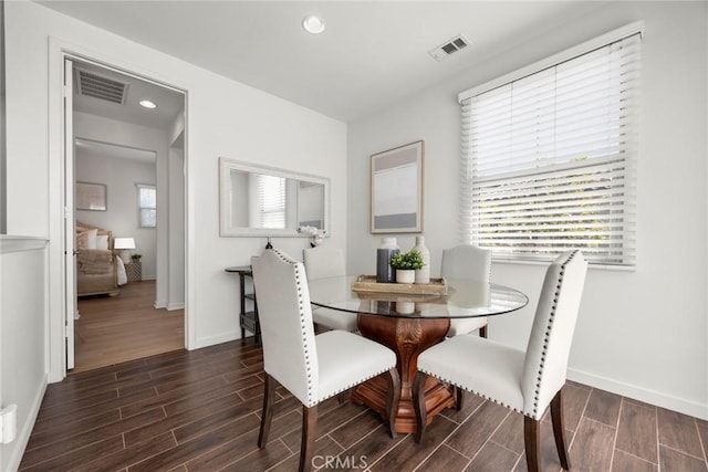 144 Borrego, Irvine, CA 92618 - dining area featuring baseboards, wood finished floors, and recessed lighting