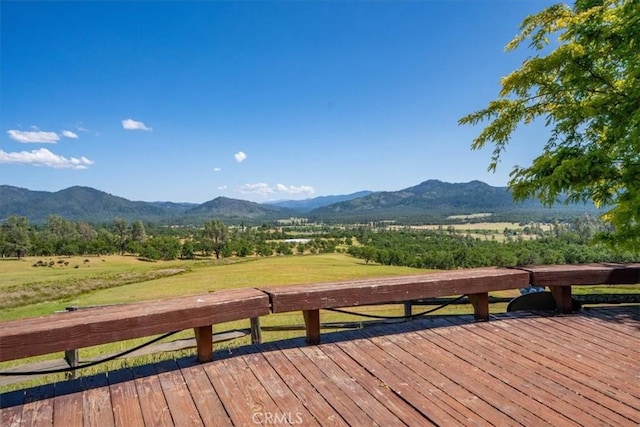 125 Cedar Gulch Rd, Hayfork, CA 96041 - wooden deck featuring a mountain view and a view of countryside