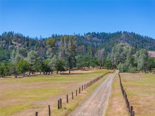 125 Cedar Gulch Rd, Hayfork, CA 96041 - view of dirt / gravel road with a forest view, a view of rural / pastoral area, and a mountain view
