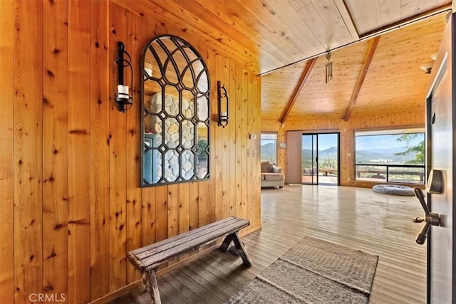 125 Cedar Gulch Rd, Hayfork, CA 96041 - foyer entrance featuring wooden ceiling, wood walls, and wood-type flooring