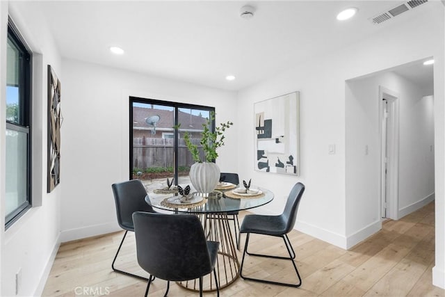 2220 Halladay St, Santa Ana, CA 92707 - dining area with light wood-style flooring, baseboards, and recessed lighting