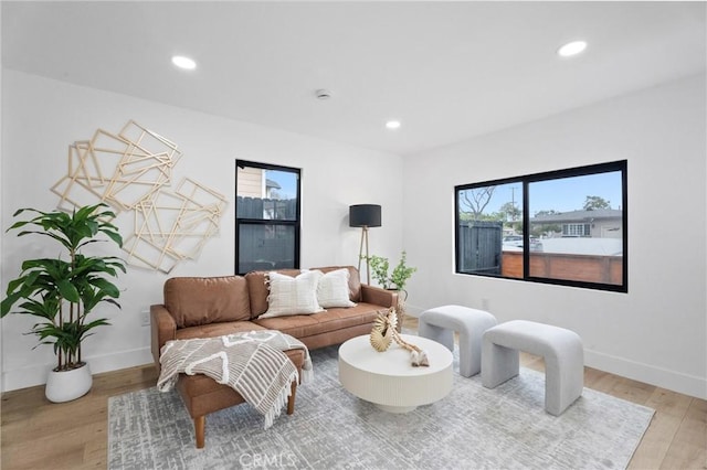 2220 Halladay St, Santa Ana, CA 92707 - living room with light wood-type flooring, recessed lighting, and baseboards