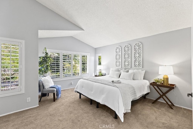 836 Via Alameda, San Dimas, CA 91773 - carpeted bedroom featuring lofted ceiling, a textured ceiling, and baseboards