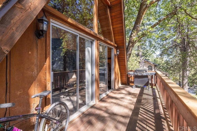 31450 Oceanview Dr, Running Springs, CA 92382 - wooden deck with a grill