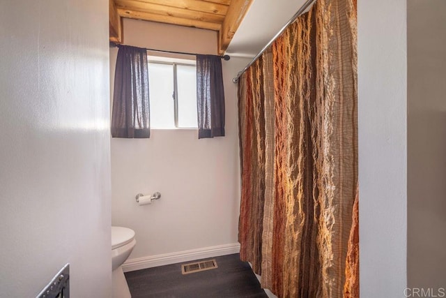 31450 Oceanview Dr, Running Springs, CA 92382 - full bathroom with wood finished floors and curtained shower