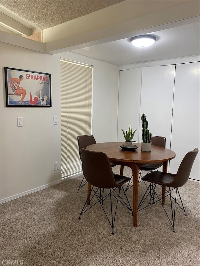 54858 Martinez Trl, Yucca Valley, CA 92284 - dining area featuring carpet floors and a textured ceiling
