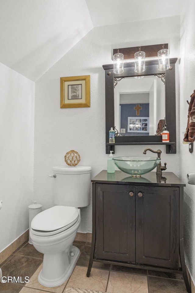 1099 N Agusta Ave, Camarillo, CA 93010 - half bathroom with lofted ceiling and vanity