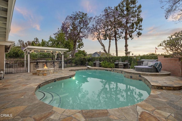 1099 N Agusta Ave, Camarillo, CA 93010 - view of pool with a patio area, a fire pit, and a gazebo