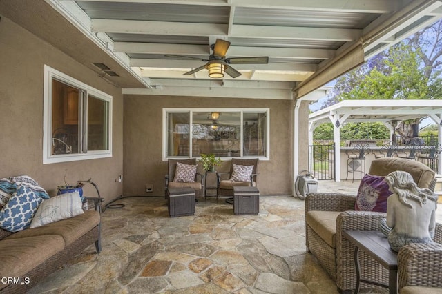 1099 N Agusta Ave, Camarillo, CA 93010 - view of patio / terrace featuring ceiling fan and outdoor lounge area