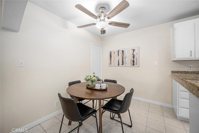3721 Country Club Dr Unit 18, Long Beach, CA 90807 - dining space with a ceiling fan and light tile patterned floors