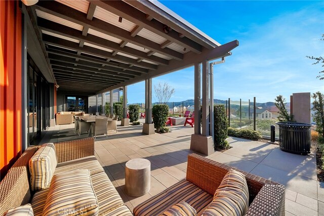 142 Juniper Dr, Rancho Mission Viejo, CA 92694 - view of patio with an outdoor living space, a mountain view, and central air condition unit