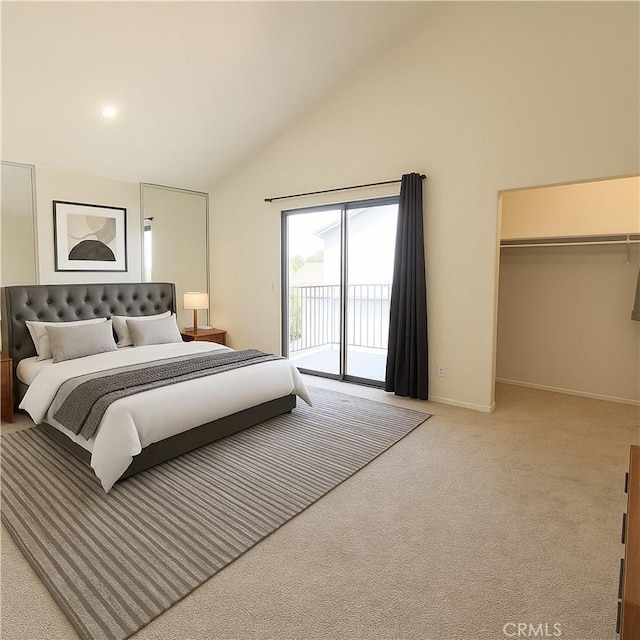 3748 W 118th St, Hawthorne, CA 90250 - carpeted bedroom with access to exterior, high vaulted ceiling, and a spacious closet