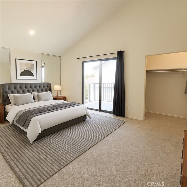 3748 W 118th St, Hawthorne, CA 90250 - bedroom with access to exterior, carpet flooring, high vaulted ceiling, and a spacious closet