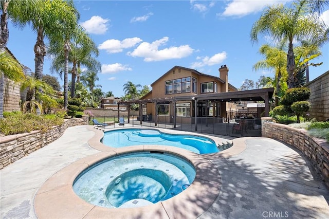 2300 Meadow View Ln, Chino Hills, CA 91709 - view of swimming pool featuring a patio and a pool with connected hot tub