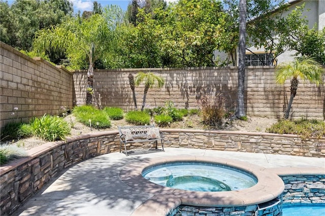 2300 Meadow View Ln, Chino Hills, CA 91709 - view of pool with a fenced backyard, an in-ground hot tub, and a patio