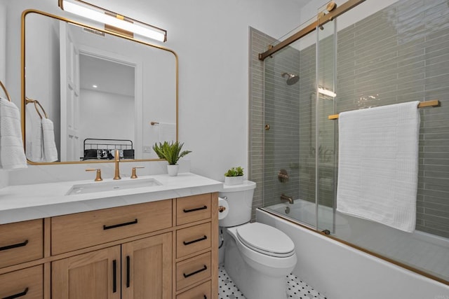 18150 Via Ascenso, Rancho Santa Fe, CA 92067 - bathroom featuring toilet, vanity, and shower / bath combination with glass door