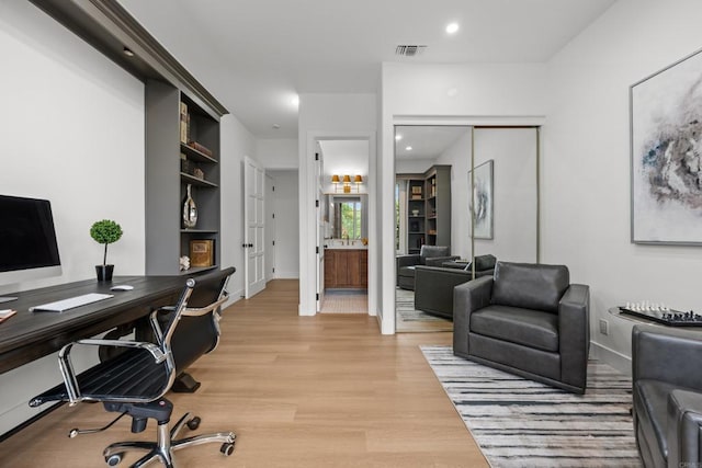18150 Via Ascenso, Rancho Santa Fe, CA 92067 - office featuring light wood-type flooring, recessed lighting, and built in features
