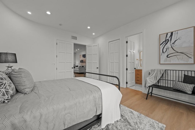 18150 Via Ascenso, Rancho Santa Fe, CA 92067 - bedroom with light wood finished floors, recessed lighting, and connected bathroom