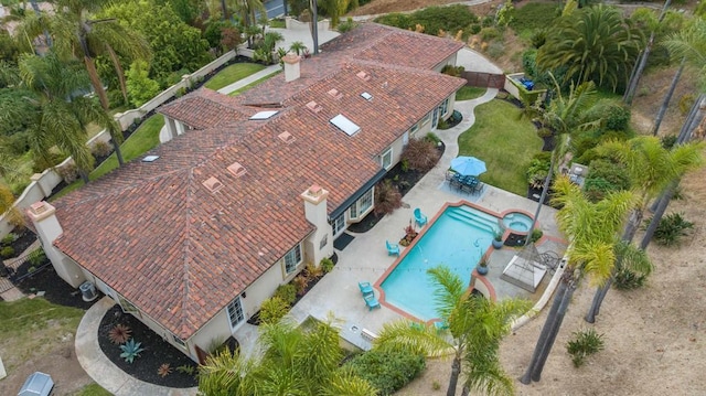 18150 Via Ascenso, Rancho Santa Fe, CA 92067 - aerial view of property and surrounding area with a pool