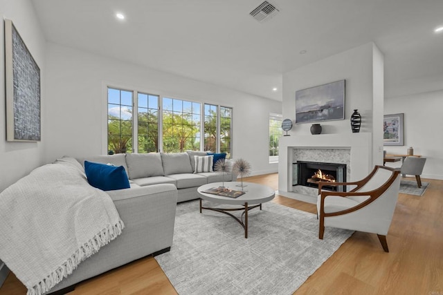 18150 Via Ascenso, Rancho Santa Fe, CA 92067 - living room with wood finished floors, a fireplace, recessed lighting, and baseboards