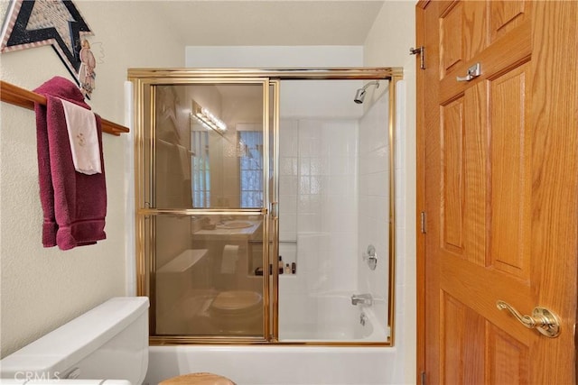 908 Knickerbocker Rd, Big Bear Lake, CA 92315 - bathroom with toilet and enclosed tub / shower combo